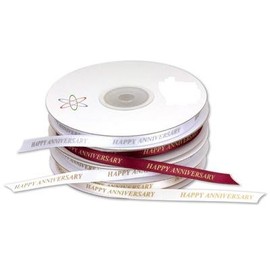 Club Green Happy Anniversary Rib.WHTE/Gold 15X10M, Fabric, White, 10 x 10 x 1.8 cm