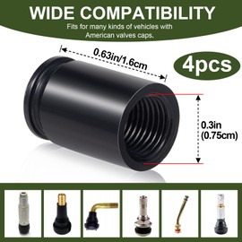 PAGOW 4 Pcs Bullet Shaped Valve Stem Caps, Metal Tire Valve Cap, Aluminum Alloy Replacement Tire Valve Cap, Dustproof Air Caps for Cars, Bike, Motorcycle, Truck (Black)
