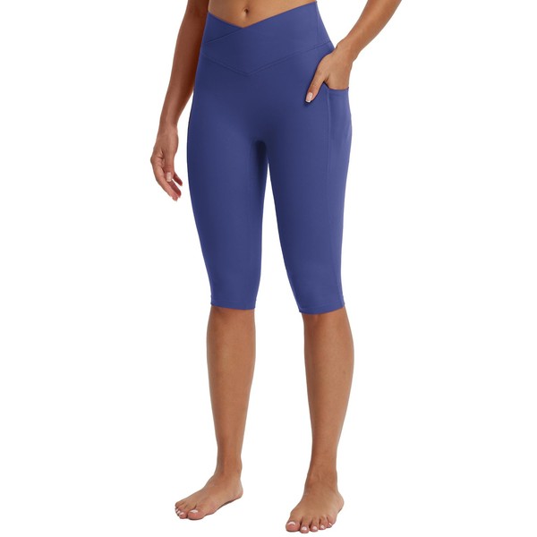 baleaf Knee Length Capri Leggings with Pockets for Women Workout