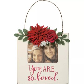 PBK Wood Ornament~Mini Picture Holder Frame Sign~You Are So Loved~Felt Flower/Floral