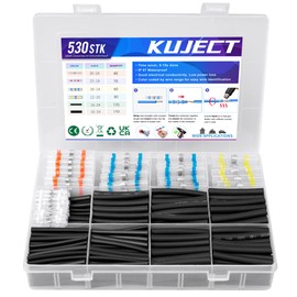 Kuject 530 Pieces Solder Connectors Heat Shrink Connector with Heat Shrink Tube, Waterproof Insulated Cable Connector Set, Electrical Wire Connector for Automotive, Marine, Boat