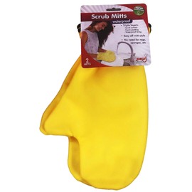 Jokari 1 Size Fits All Oversized Waterproof Dish Washing Scrub Mitts. Easy On and Off Textured Scrubbing Foam Gloves Clean Dishes, Pots Pans and Keep Hands Dry
