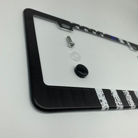 Supdanautodechere Thin Blue Line with American Flag Design Patriotic License Plate Frame Cover for Men/Women, Powder Coated Stainless Steel Auto Car Tag Frame with 2 Holes & Free Screws