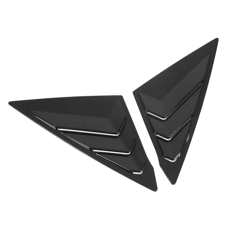 2pcs Rear Left Right Window Louver Bright Black Side Window