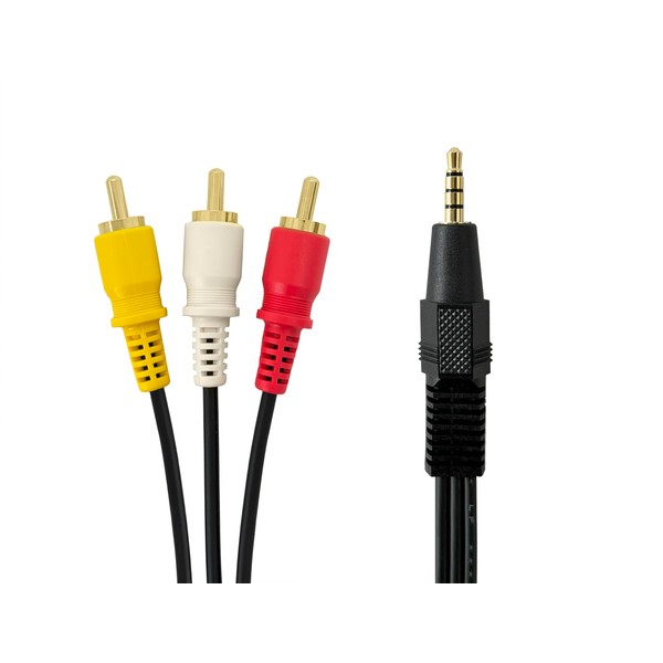 Fuji Parts 4 Pole Mini Plug RCA Converter Cable, 4 Pole Mini Plug (Straight) (Male) to 3 RCA (Pin Plug) x 3 Red, White, Yellow (Male) Cable, 3.3 ft (1 m) for Video and Audio High Purity 99.996% OFC
