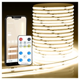 DAYBETTER COB Led Strip Light, Led Light Strips with Remote and App, 16.4 ft 4000K Dimmable Natural White Led COB Light Strip, Indoor COB Led Lights for Bedroom, TV, Cabinet, Closet Lighting