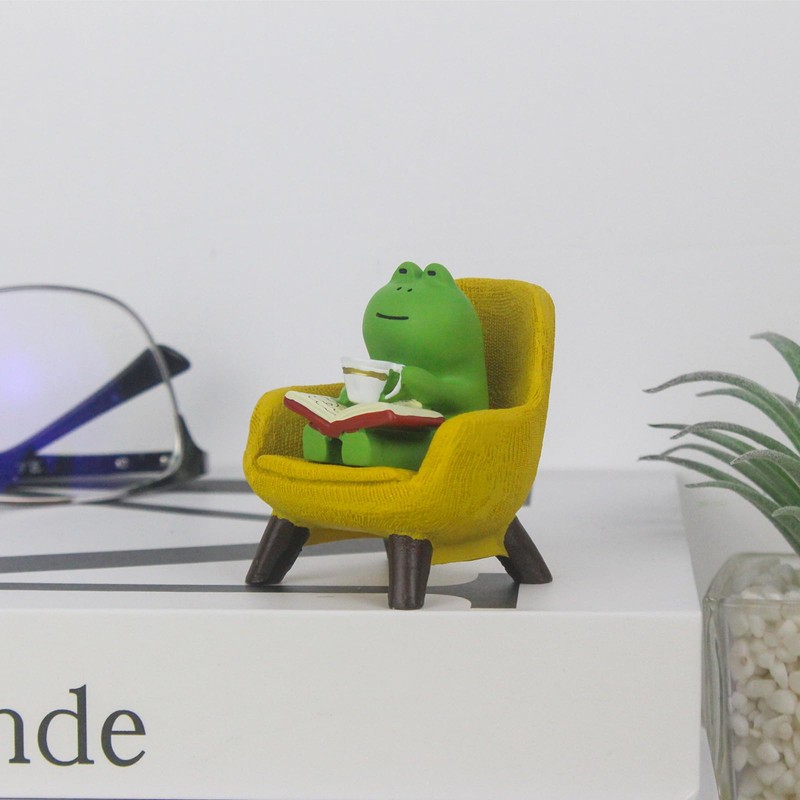 Refintural Miniature Frog Figurines - Funny Frog Sculpture for Shelf,