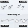 Kakonia 925 Sterling Sliver Tiny/Small Stud Earrings Set for Women