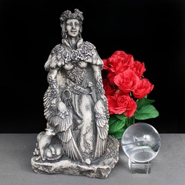 Dryad Design Freya Statue Norse Goddess of Love, Beauty and War Figurine 13" - Wiccan Altar Statue - Stone Finish