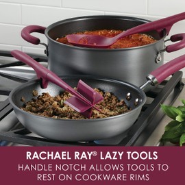 Rachael Ray Tools and Gadgets Lazy Crush & Chop, Flexi Turner, and Scraping Spoon Set / Cooking Utensils - 3 Piece, Burgundy Red