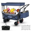 SKYMANOR Collapsible Garden Cart with Removable Canopy, 3-in-1 Utility Heavy