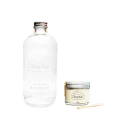 Organic MouthaWash - Plus WHITENING + Remineralizing Toothpaste Pack- Whitens, Refreshes. Food Grade Peroxide + Essential Oils. Vegan and Cruelty Free. Glass Jar (16 oz) (Regular, 2 oz)