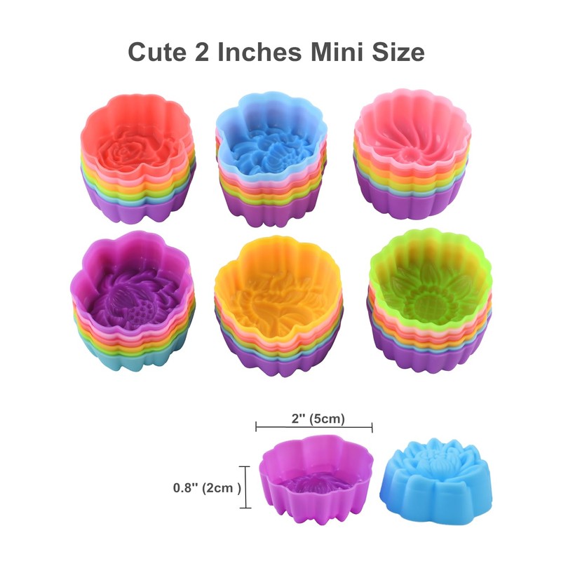 Mirenlife Reusable Silicone Baking Cups, 2 Inch Mini Size Silicone