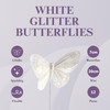7cm White Glitter Decorative Butterflies x 12 Wired