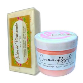Kit Crema Rosita de Obregn y Jabn Natural Bicarbonato Arroz 100gr Proteccin Solar 15 con Rosas Colgeno Clulas Madre  Aclarante                        