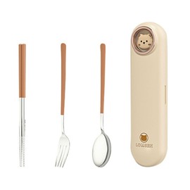 Cutlery Set, 304 Stainless Steel, Chopsticks, Fork, Spoon, 3-piece Set, with Case, Combination Set, Outdoor, Portable Tableware Set, Hygiene, Students, Adults, Tableware Set, For Lunches, Work,