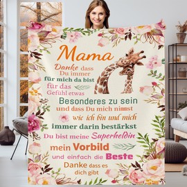 Gebiorty Geschenk für Mama Kuscheldecke, Geschenk Geburtstag Mutter Geschenkideen Muttertag Geburtstagsgeschenk Muttertagsgeschenk Originelle, Mama Decke Flauschig 130x150cm