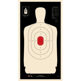B-29 Reverse Red Center, Police Silhouette Shooting Targets, 11.5"x 22" Paper Shooting Target, Indoor and Outdoor Target, Great Value Targets, 25 Yard Police Pistol Silhouette (ReverseRed, 50)