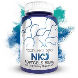 Nootropics Depot NKO™ Krill Oil Softgels | 500mg | 180 Count | Contains DHA + EPA and Astaxanthin | Omega 3 Supplement | Natural | Supports Cardiovascular + Joint Health