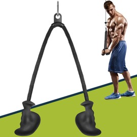 DASKING Ergonomic Triceps Pull Down Rope with Non-Slip Natural Rubber Grip, Pulley System LAT Pulldown Cable Machine Attachment Home Gym Traction Rope for Triceps Pull Downs Crunches (Triceps Rope)