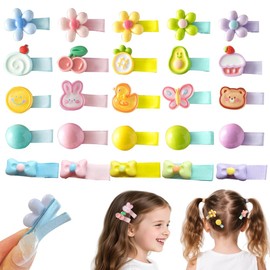 YDDXAQHB 25 pcs Girls Flower Hair Clips Cute Flower Fruit Colorful Dessert Animal Fruit Hair Clip for Girls、 Adolescent、 Baby、 Metal Snap Fastener Hair Accessories