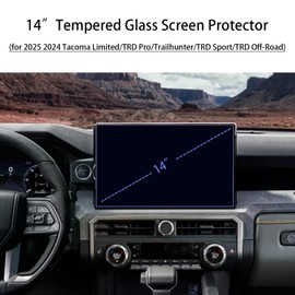 AZZIGO For 2024 2025 Toyota Tacoma (Limited/Trailhunter/TRD Pro/TRD Sport/TRD Off-Road) Tempered Glass Screen Protector 14 Inch Navigation Display Touchscreen 9H Anti-Scratch Accessories High Clear