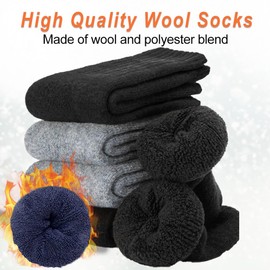 Josnown 5 Pairs Thermal Socks for Men, Soft & Cozy Thicken Wool Warm Socks in Winter, UK 6-11