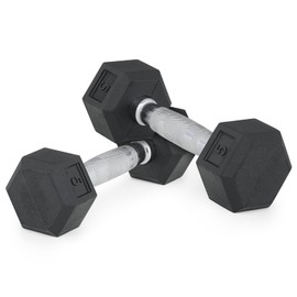 MADOG Hex-Dumbbells, Rubber Coated Cast Iron Dumbbell Set, Hand Weights With Anti-Slip Grip, 5-25 LBS