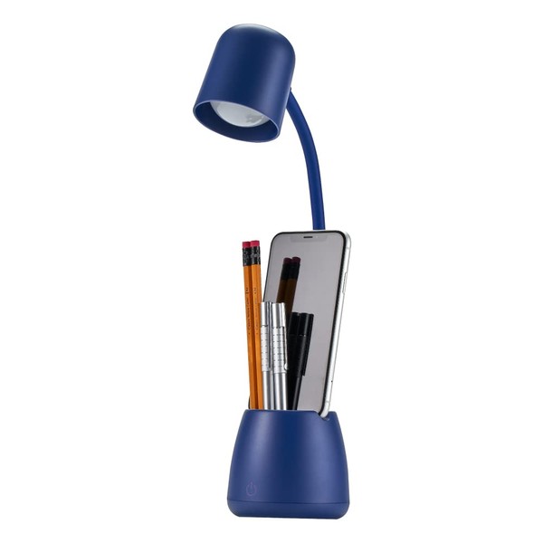 Bostitch Office, Blue LED2105-NVY Dimmable Lamp with Storage Cup, Three Brightness Levels, Touch Sensitive Dimmer, Energy-Efficient