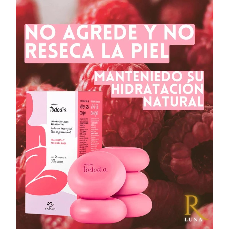 Natura Caja 5 Jabones Tododía Natura Frambuesa Y Pimienta Rosa
