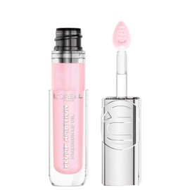 L’Oréal Paris Paradise Plump Ambition Hyaluron Lip Oil, 24 HR Lip Care with Hyaluronic Acid, Volumizing Lip Makeup with Glass-Like Shine, Cristal Clear 101, 0.16 Fl Oz