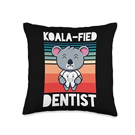Dental Doctor Dentistry Hygienist Assistant Gift Koala Dentist Mouth Tooth Teeth Dental Worker Medic Throw Pillow, 16x16, Multicolor