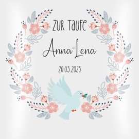 Cushion 40 x 40 cm Decorative Cushion - For Christening with Name and Dove | Christening Gifts for Godchild | Christening Gift | Guest Gift Christening | Christening Gifts from Grandparents - 40 x 40