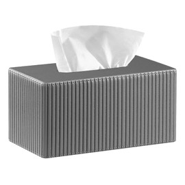 Larger Tissue Box Cover, Modern PU Leather Rectangular Facial Tissue Holder, Minimalist Tissue Organizer/Dispenser, Napkin Storage Box for Bathroom,Vanity Countertop, Nightstand, Office, Home Decor