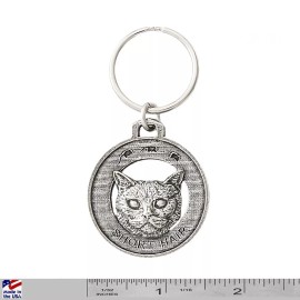 Shorthair Cat Keychain, C007KC, 1 1/2 Inch, Kitty, Cat, Pet, Feline, Gift, Metal