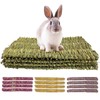 HTRTRR 4 Pieces Hand Woven Rabbit Grass Mat, Natural Edible