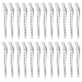 24 Pcs Duck Bill Clips,FUNCYboo 3.5 Inch Styling Hairpins, Silver 8 Hole Design Duckbill Hairpins for Hair Styling, Salon Hair Dyeing Daily Styling