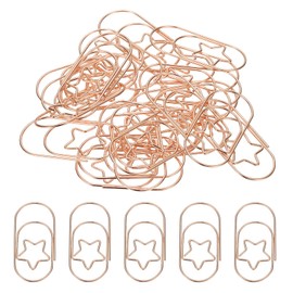 PATIKIL 2x1 Inch Large Paper Clip, 20 Pcs Metal Star Paper Clip Wide Rust-Proof Strong Durable Bulk for Office Supplies Document Organization Binder Bookmarks Planner, Rose Gold