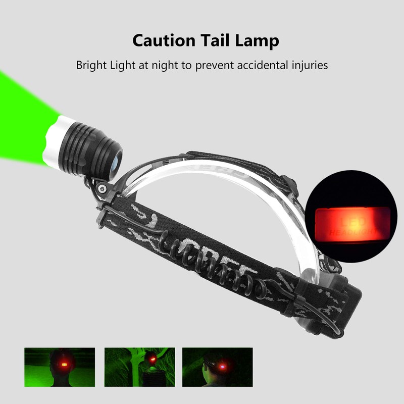 Miular Green Light Headlamp Flashlight 3 Modes Led Hunting Headlight
