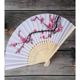 Delicate Cherry Blossom Design Folding Fan Favors Silk Folding Hand Fan Wedding Favors Gifts Favors Gifts Fan Girls Ladies Church Wedding Gift Party Favors DIY Decoration Music Festival Party Parade