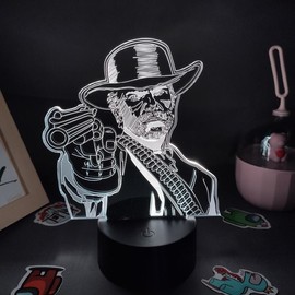Red Dead Redemption 2 Game Figure Arthur Morgan Lamp - LED Night Light for Kids Bedroom - Color: 7 color no remote, Emitting Color: Black Lamp Base