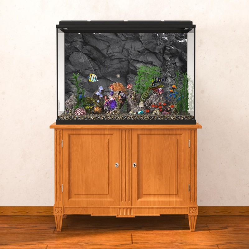 MIRRORANG 180x46cm Stone Aquarium Background Black Rock Fish Tank Poster