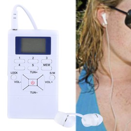 ASHATA Portable Radio, Portable LCD FM Radio Digital Signal Processing Wireless Receiver with Headphones, Pocket Radio FM/AM Digital DSP Personal Radio