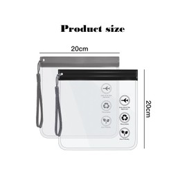 Jimkply Reusable TSA Approved Safety Toiletry Bag, 20 x 20 cm, Waterproof, Leak-Proof for Liquids, Cosmetics and Food, Airport Security, 3-1-1 Compliant, Black Grey, /