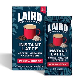 Laird Superfood Sweet and Creamy Instant Latte with Adaptogens, 5 pk Sachets