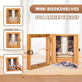 SIHPTO Anxiety Roomshelf Mini Bookshelf Ornament with 300pcs Mini Books，Small Bookshelf for Book Lovers, Miniature Book Library,Stress-Relieving Gifts for Family and Friends