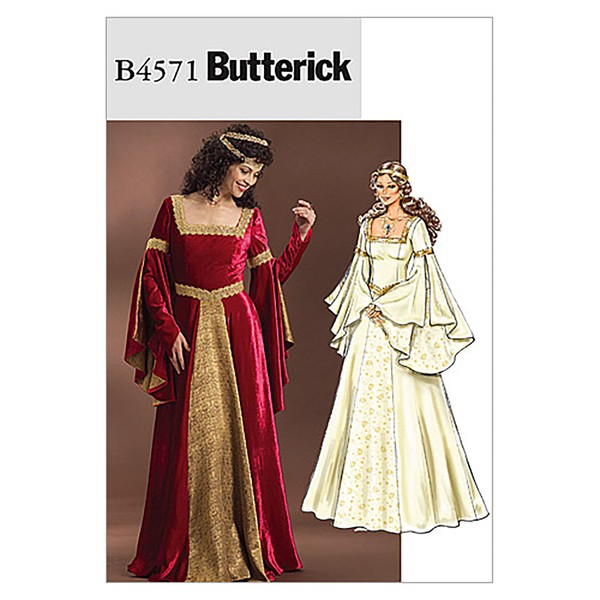 Butterick Patterns Women's Medieval Dress Renaissance Fair Costume Sewing Pattern, Multi-Colour, Sizes 14-20