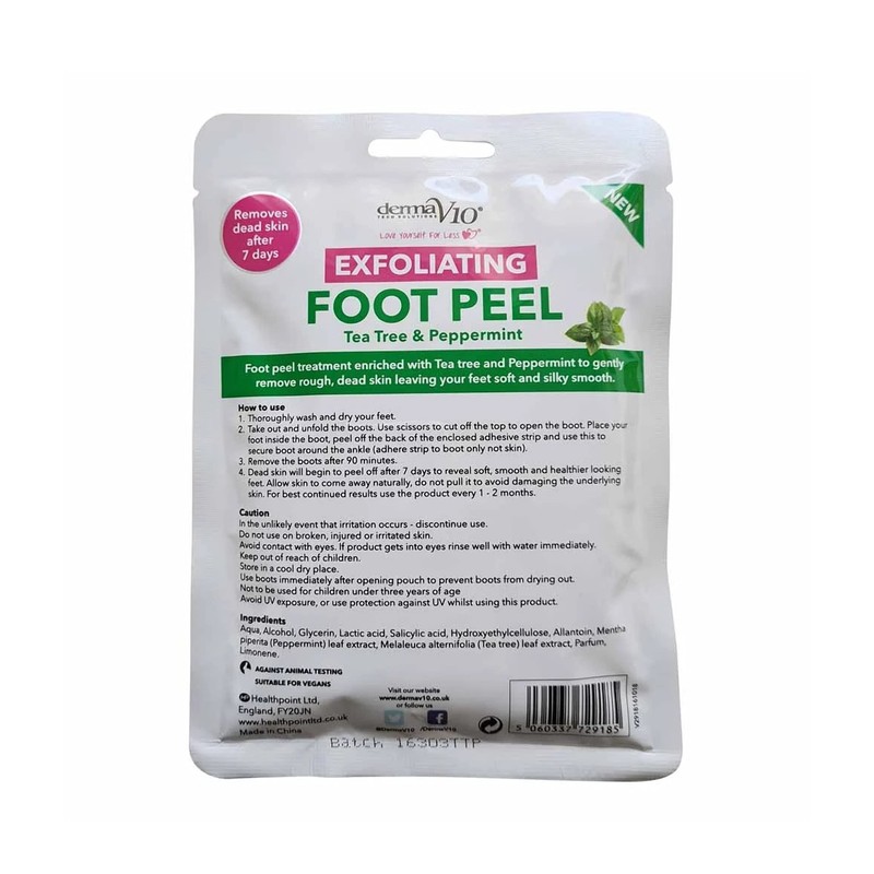 DermaV10 Exfoliating Foot PeelTea Tree and Peppermint