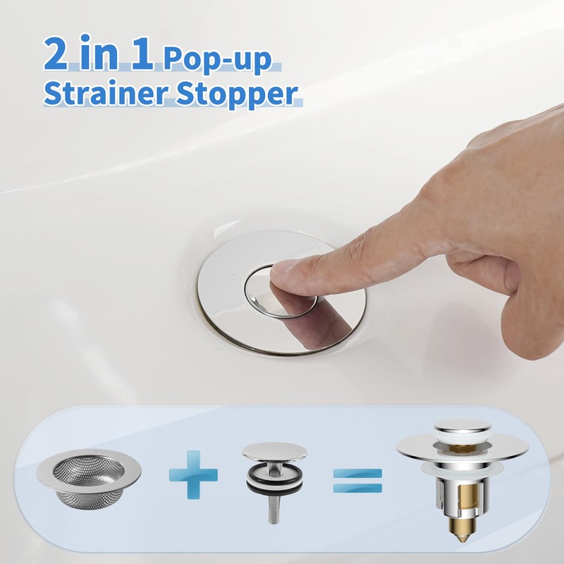 iFealClear Metal Universal Bathroom Sink Stopper, Upgraded Stainless Steel Sink