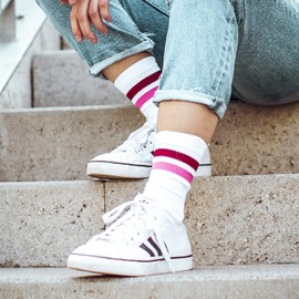 Spirit of 76 Men's & Women's Sports Retro Socks, White - Purple - Pink